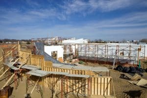 Commercial construction site in Michigan with a coordinated team and active project progress